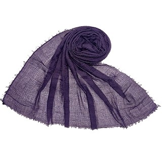 Plain stole in crinkled cotton fabric - Dark purple